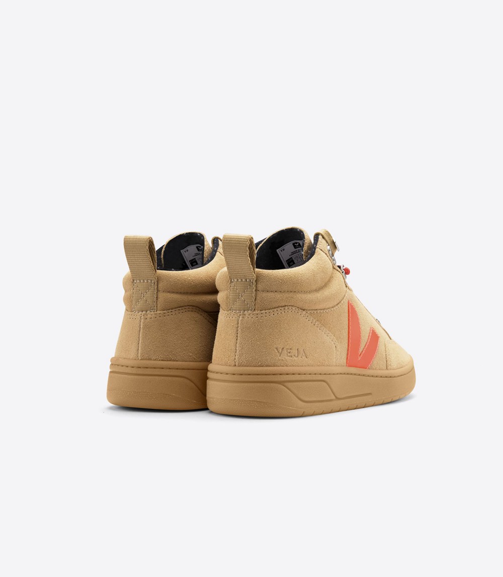 Veja Trainers Mens Brown/Orange - Roraima Suede - HXNS-59820